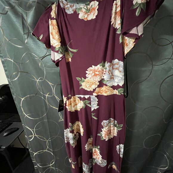 Irene Faux Wrap Brushed Knit Hi Lo Maxi Dress - Picture 2 of 3